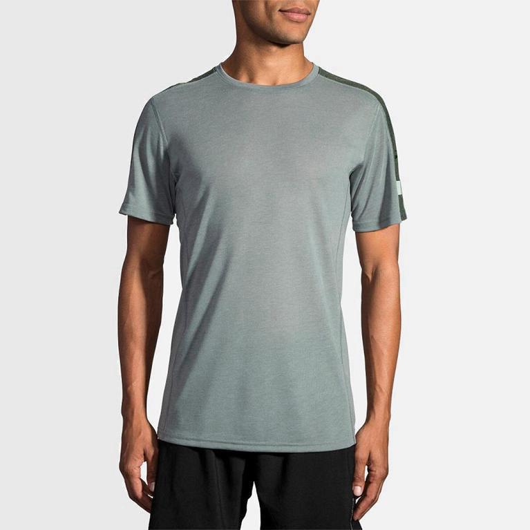 Brooks Distance NZ - Men's Short Sleeve Running Shirt - Grey (43679-WMZO)